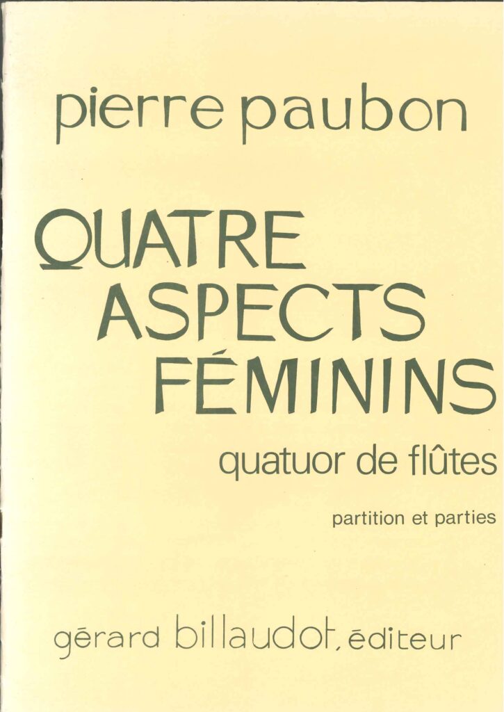 フルート四重奏譜「4つの女性の姿」ピエール・ポーポン作曲