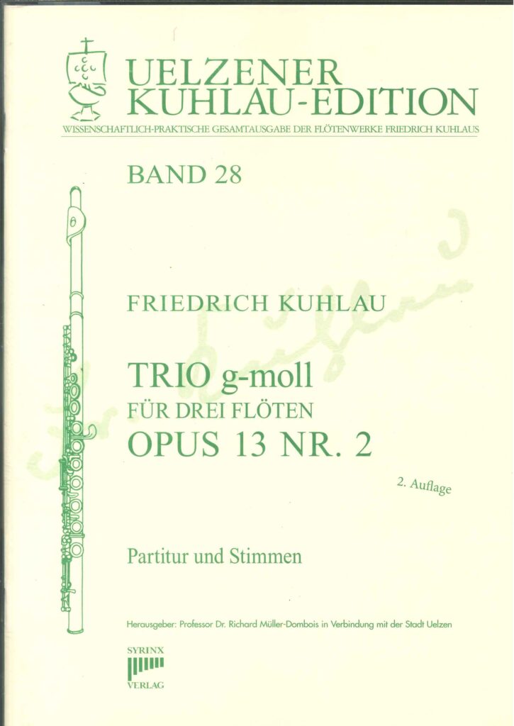 フルート三重奏譜「三重奏ト短調 OPUS13 NR.2」F.クーラウ作曲